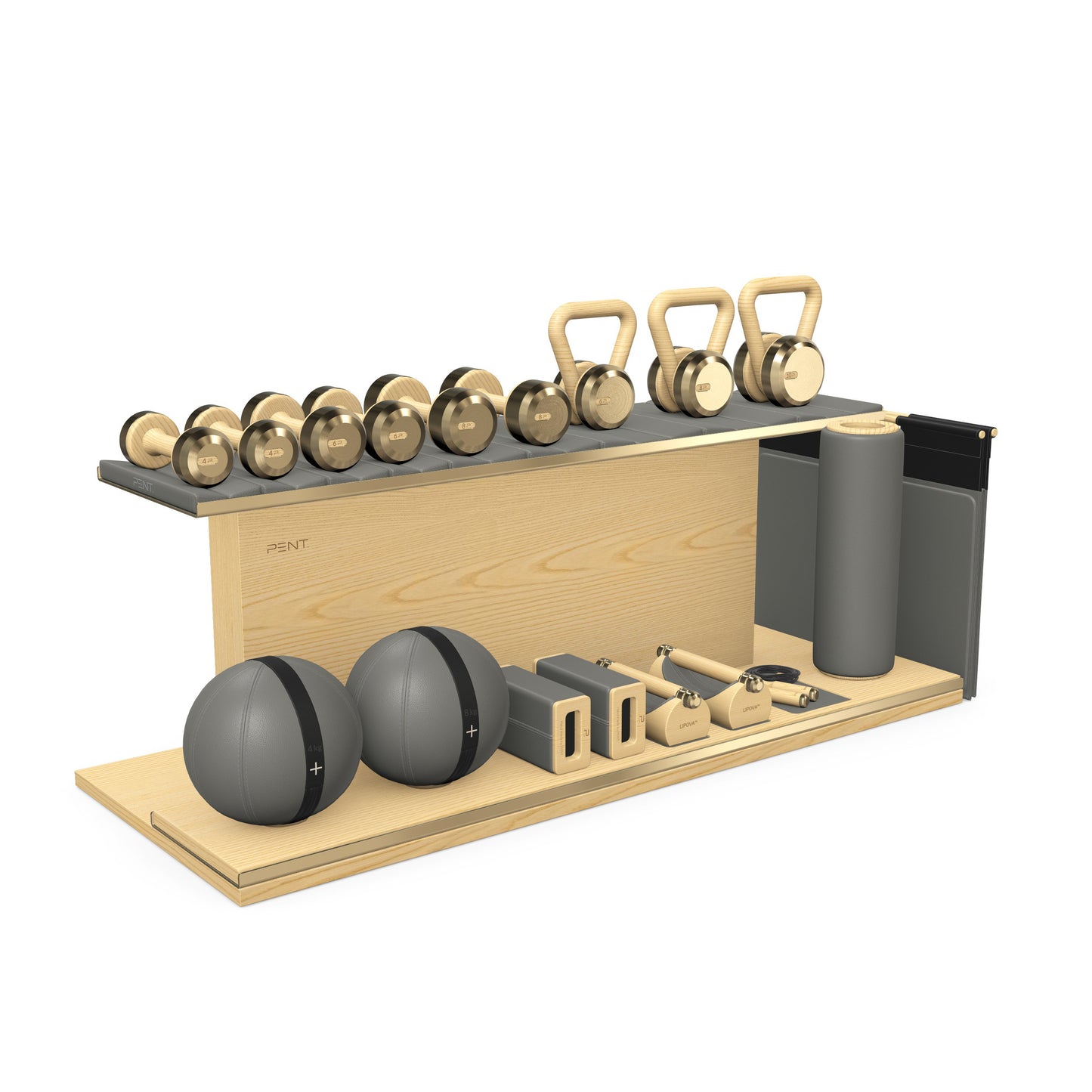 PENT. ANA - In Gold - Luxury Fitness Equipment on Wooden Stand