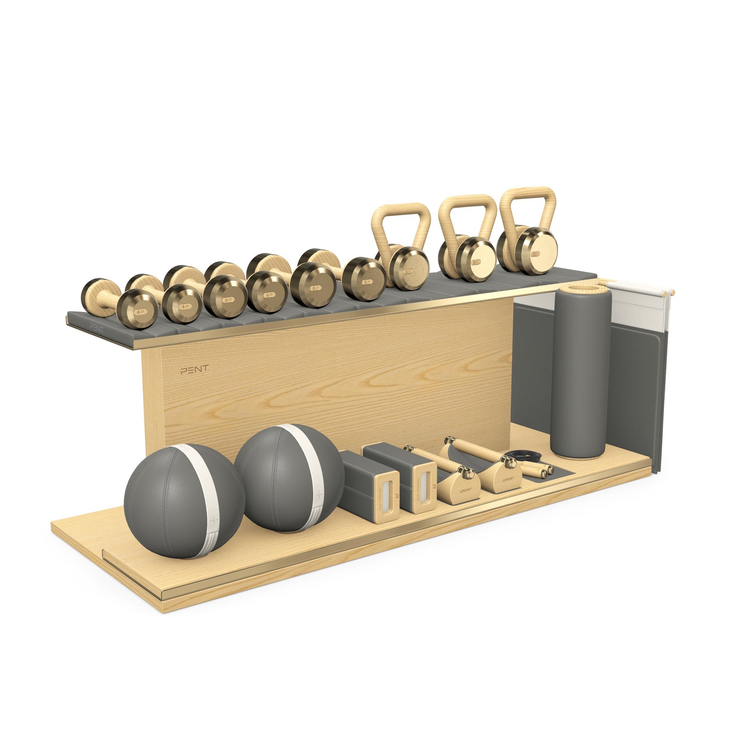 PENT. ANA - In Gold - Luxury Fitness Equipment on Wooden Stand