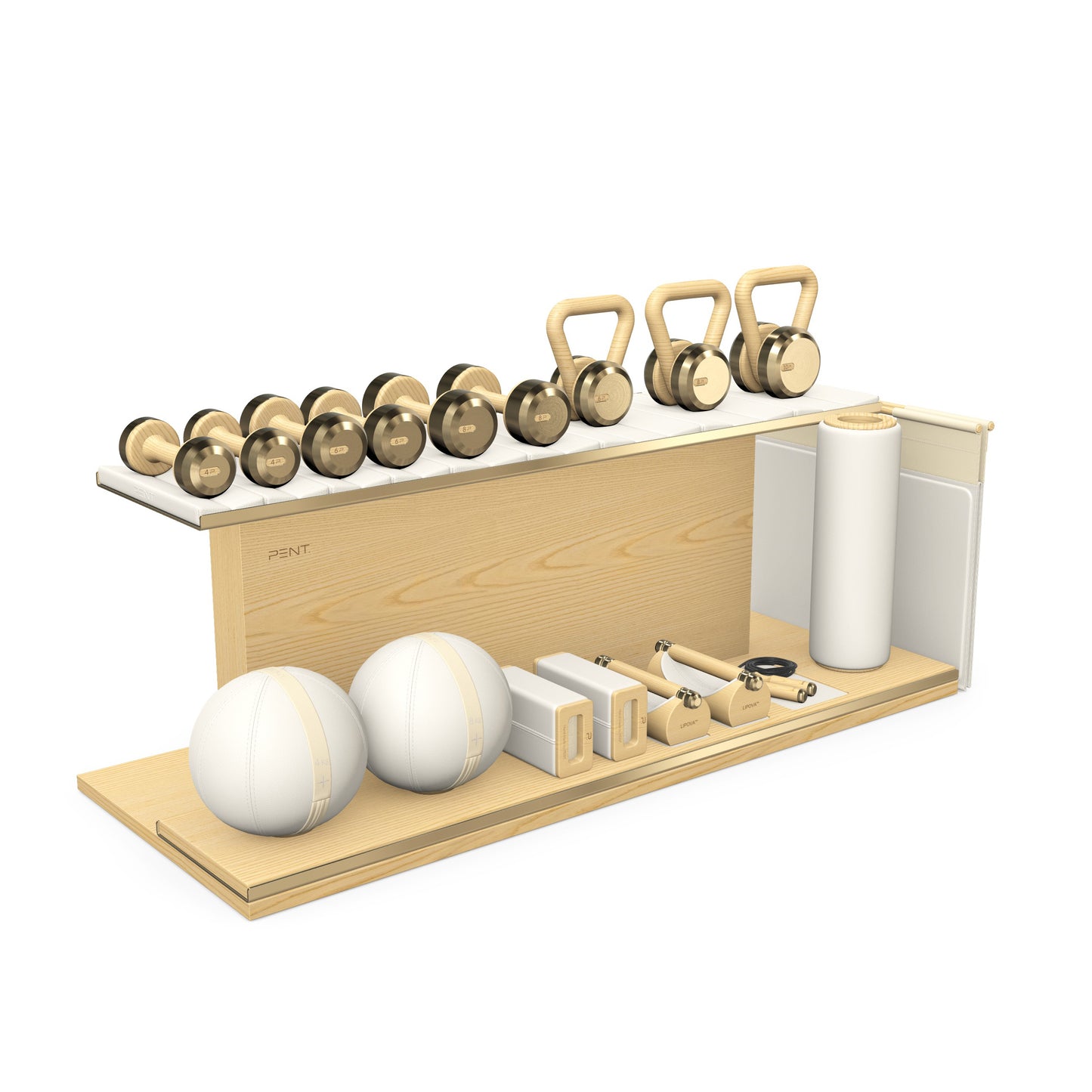 PENT. ANA - In Gold - Luxury Fitness Equipment on Wooden Stand
