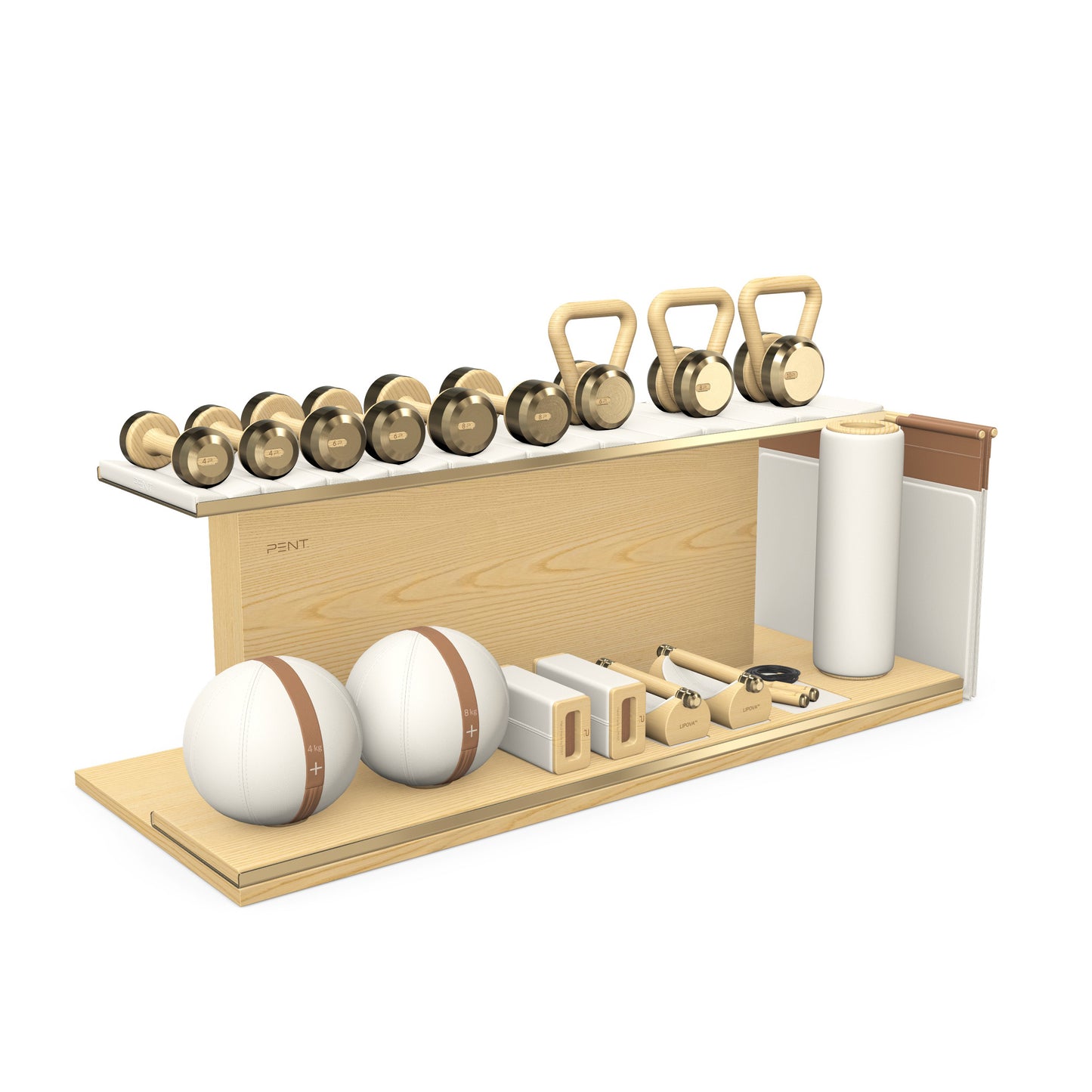 PENT. ANA - In Gold - Luxury Fitness Equipment on Wooden Stand