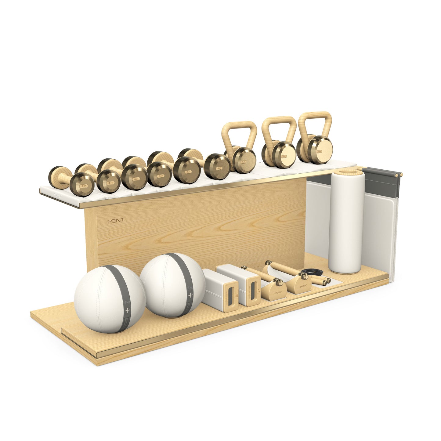 PENT. ANA - In Gold - Luxury Fitness Equipment on Wooden Stand