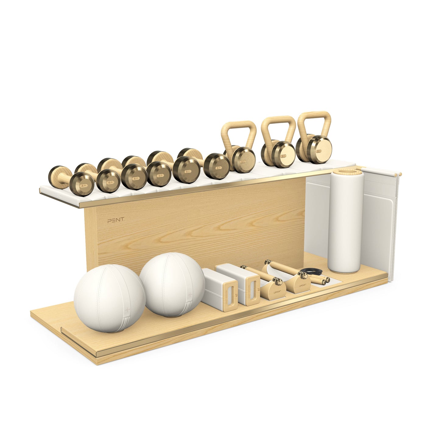PENT. ANA - In Gold - Luxury Fitness Equipment on Wooden Stand