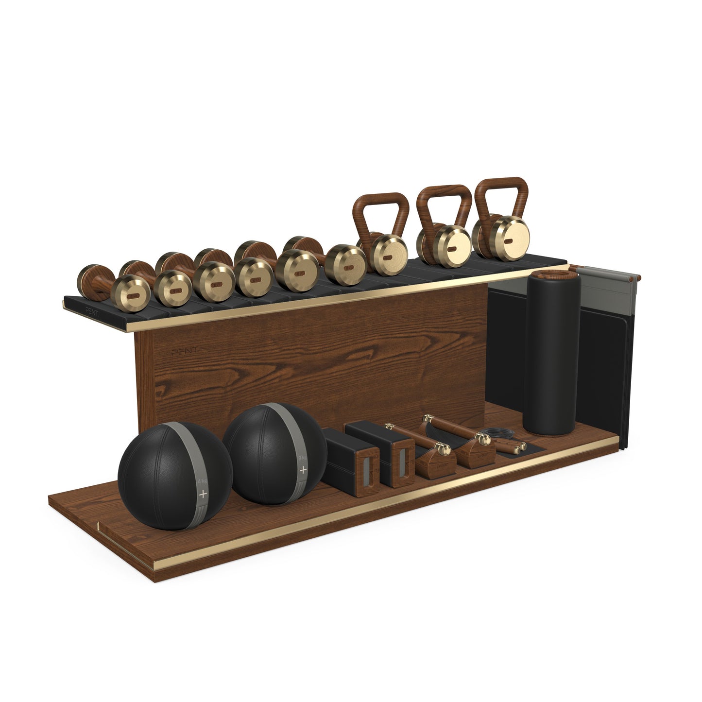 PENT. ANA - In Gold - Luxury Fitness Equipment on Wooden Stand
