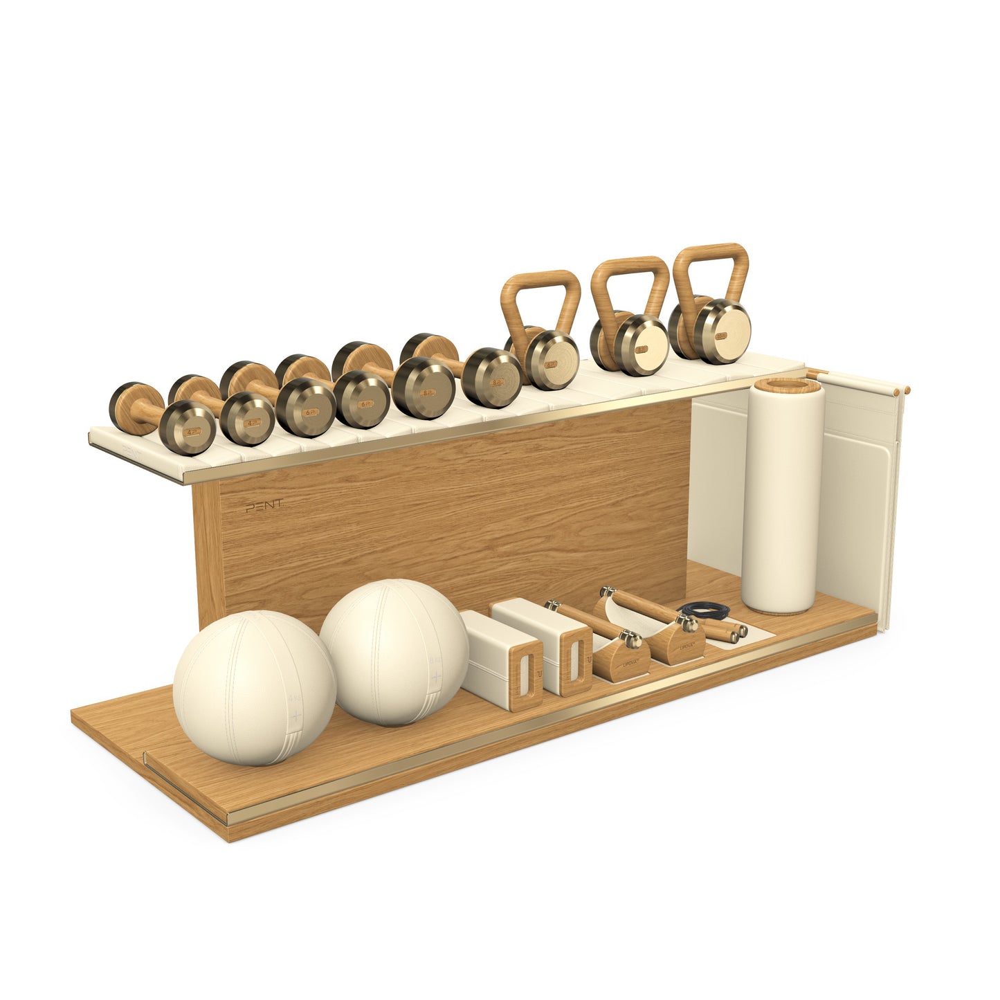 PENT. ANA - In Gold - Luxury Fitness Equipment on Wooden Stand