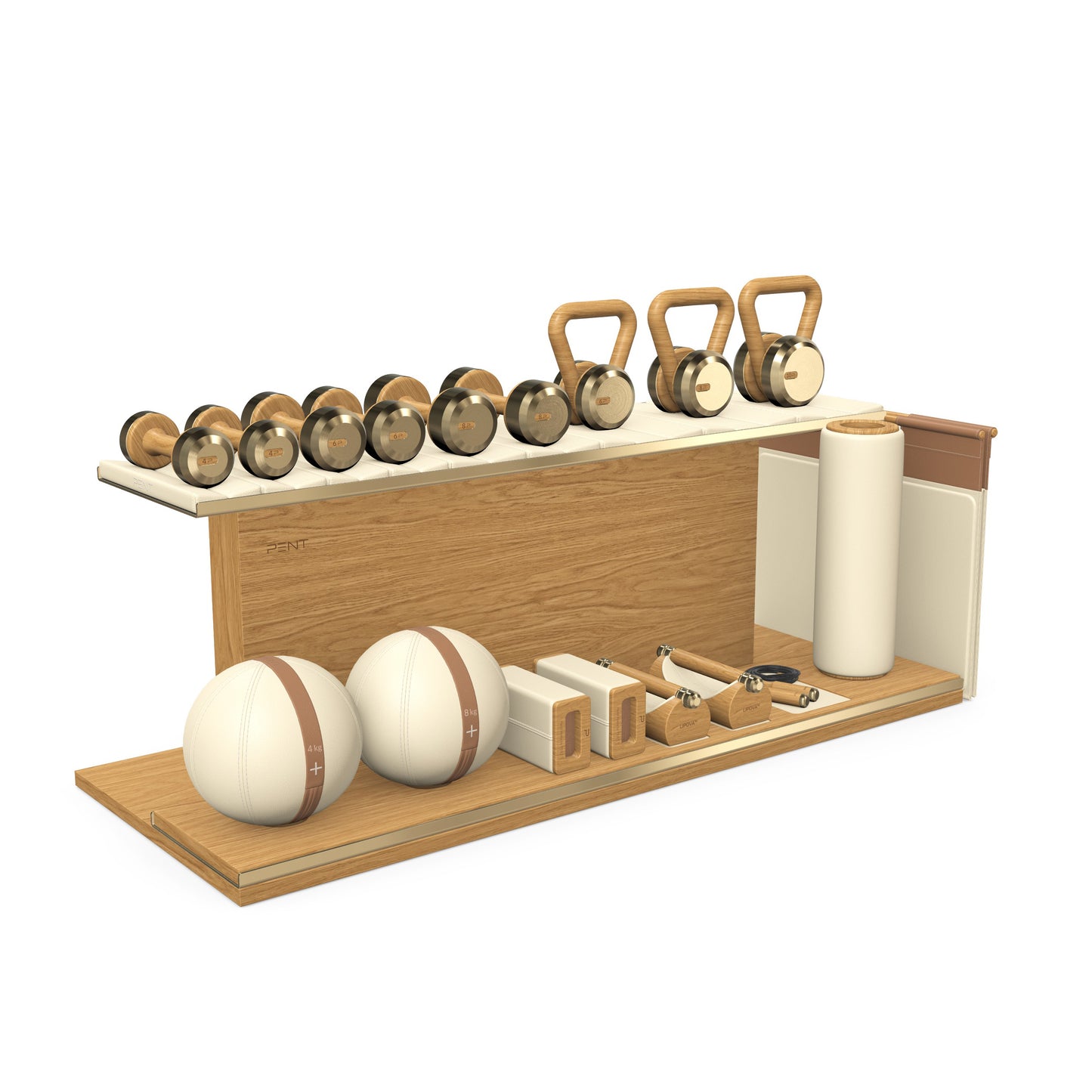 PENT. ANA - In Gold - Luxury Fitness Equipment on Wooden Stand