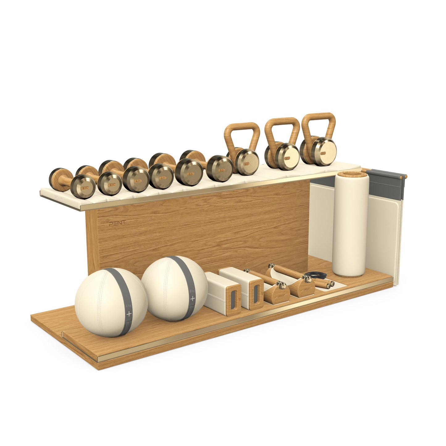 PENT. ANA - In Gold - Luxury Fitness Equipment on Wooden Stand