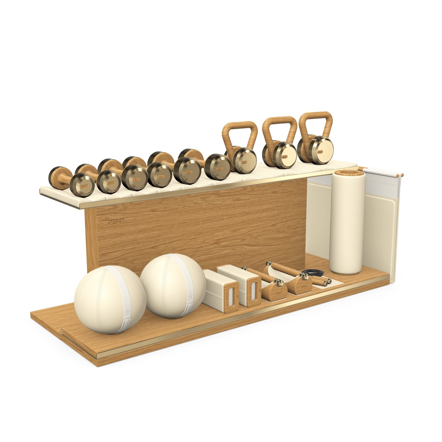 PENT. ANA - In Gold - Luxury Fitness Equipment on Wooden Stand