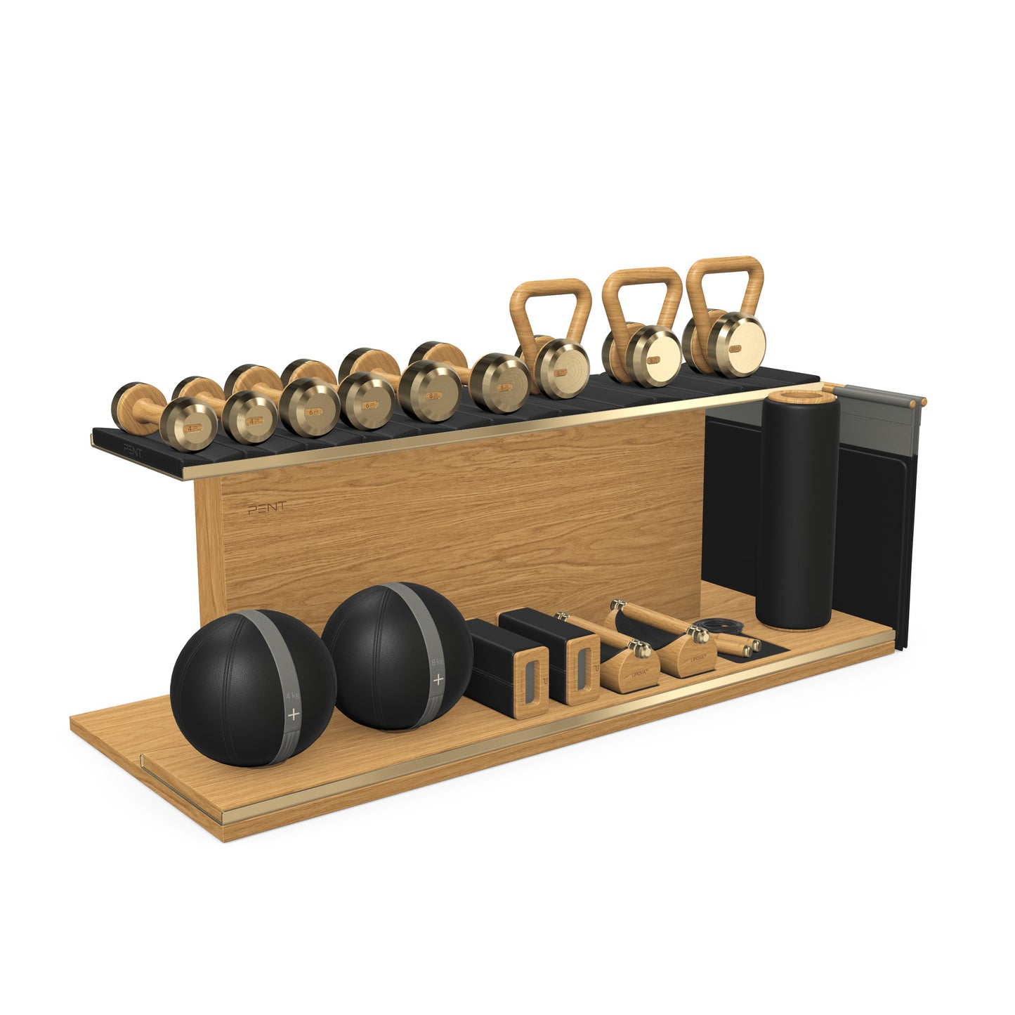 PENT. ANA - In Gold - Luxury Fitness Equipment on Wooden Stand