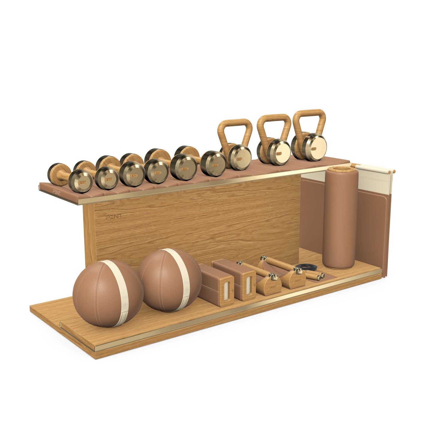 PENT. ANA - In Gold - Luxury Fitness Equipment on Wooden Stand
