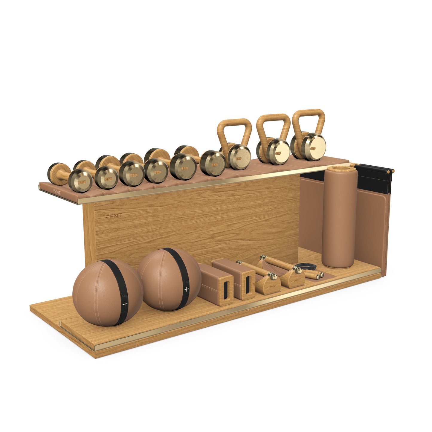 PENT. ANA - In Gold - Luxury Fitness Equipment on Wooden Stand