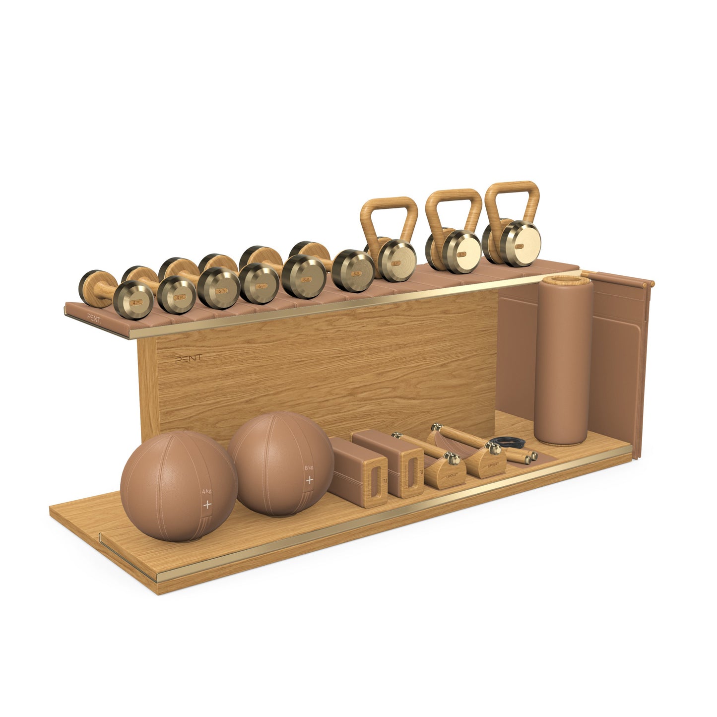 PENT. ANA - In Gold - Luxury Fitness Equipment on Wooden Stand