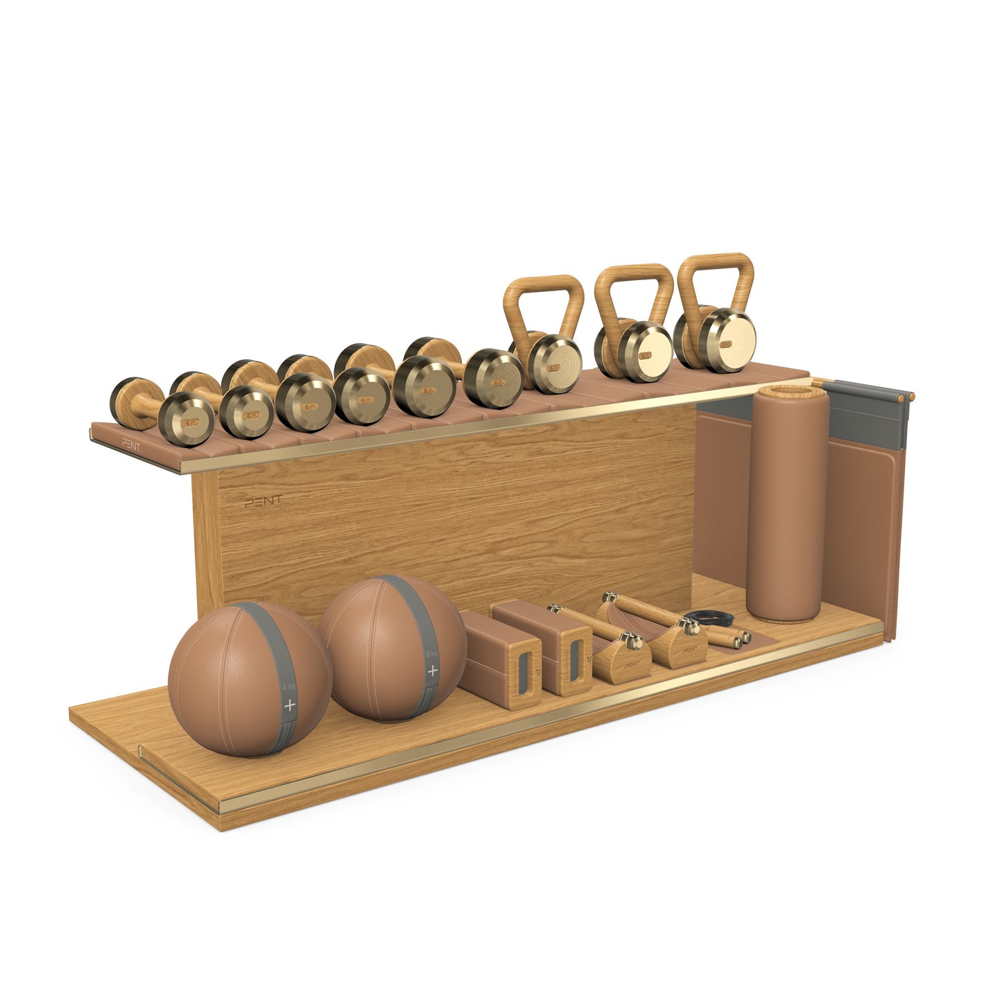 PENT. ANA - In Gold - Luxury Fitness Equipment on Wooden Stand