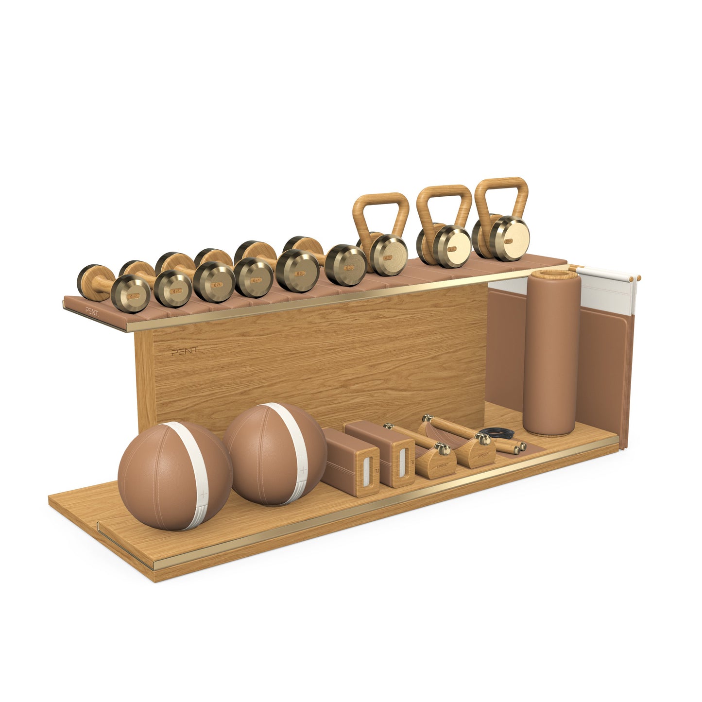 PENT. ANA - In Gold - Luxury Fitness Equipment on Wooden Stand