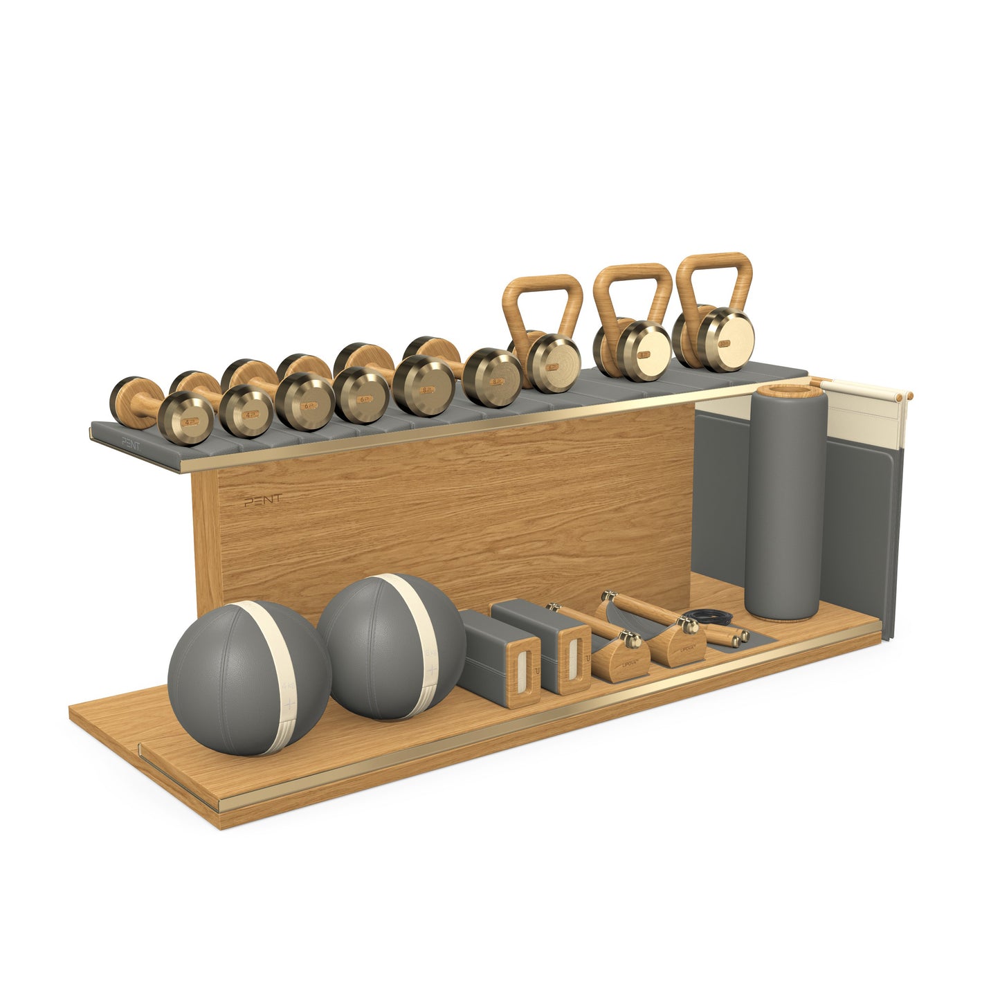 PENT. ANA - In Gold - Luxury Fitness Equipment on Wooden Stand