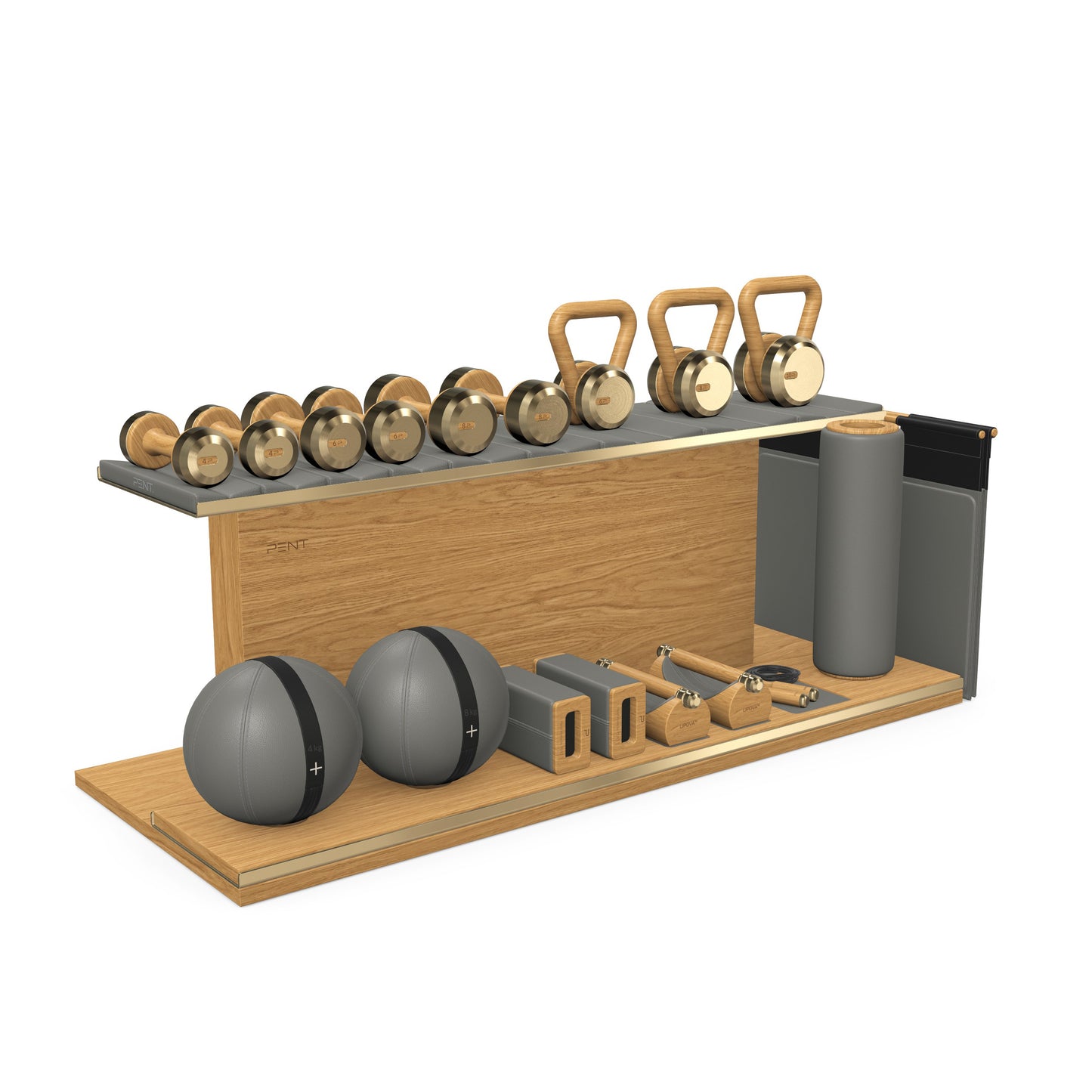 PENT. ANA - In Gold - Luxury Fitness Equipment on Wooden Stand