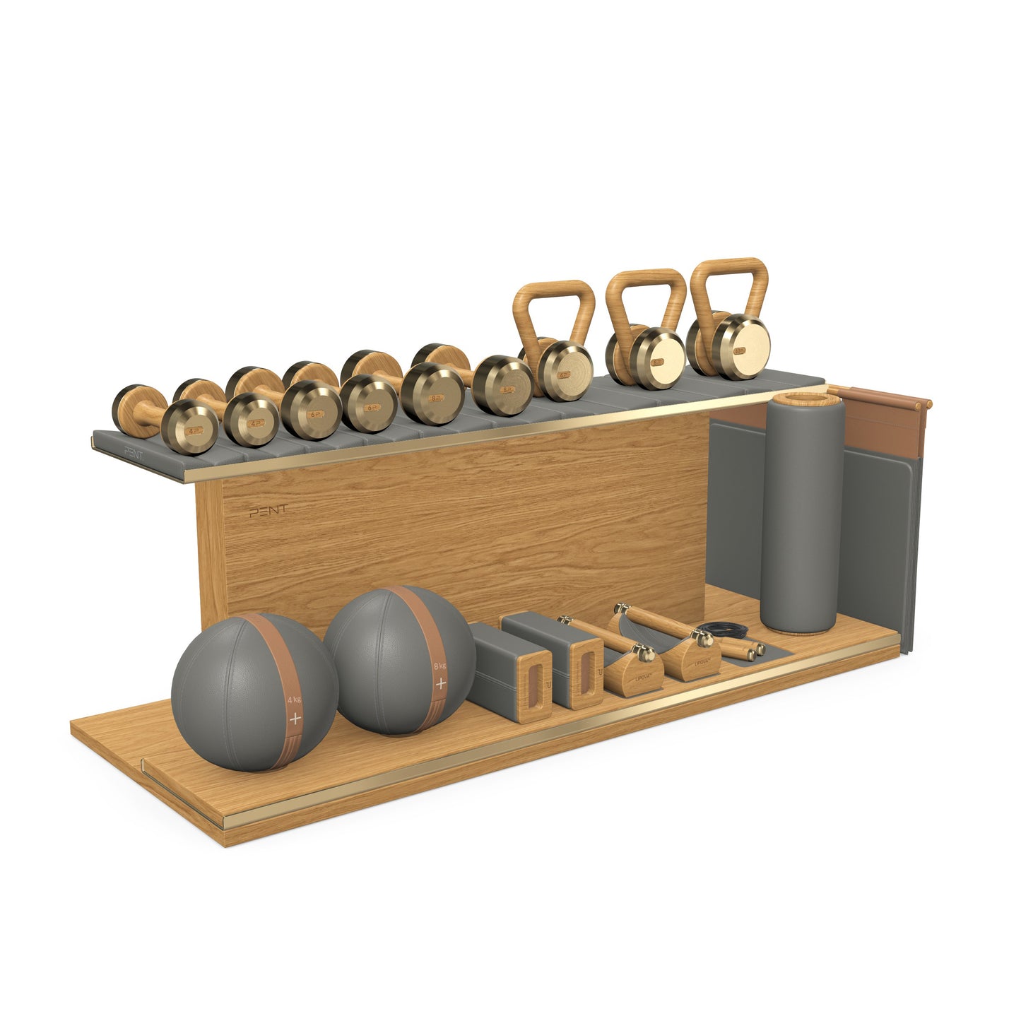 PENT. ANA - In Gold - Luxury Fitness Equipment on Wooden Stand