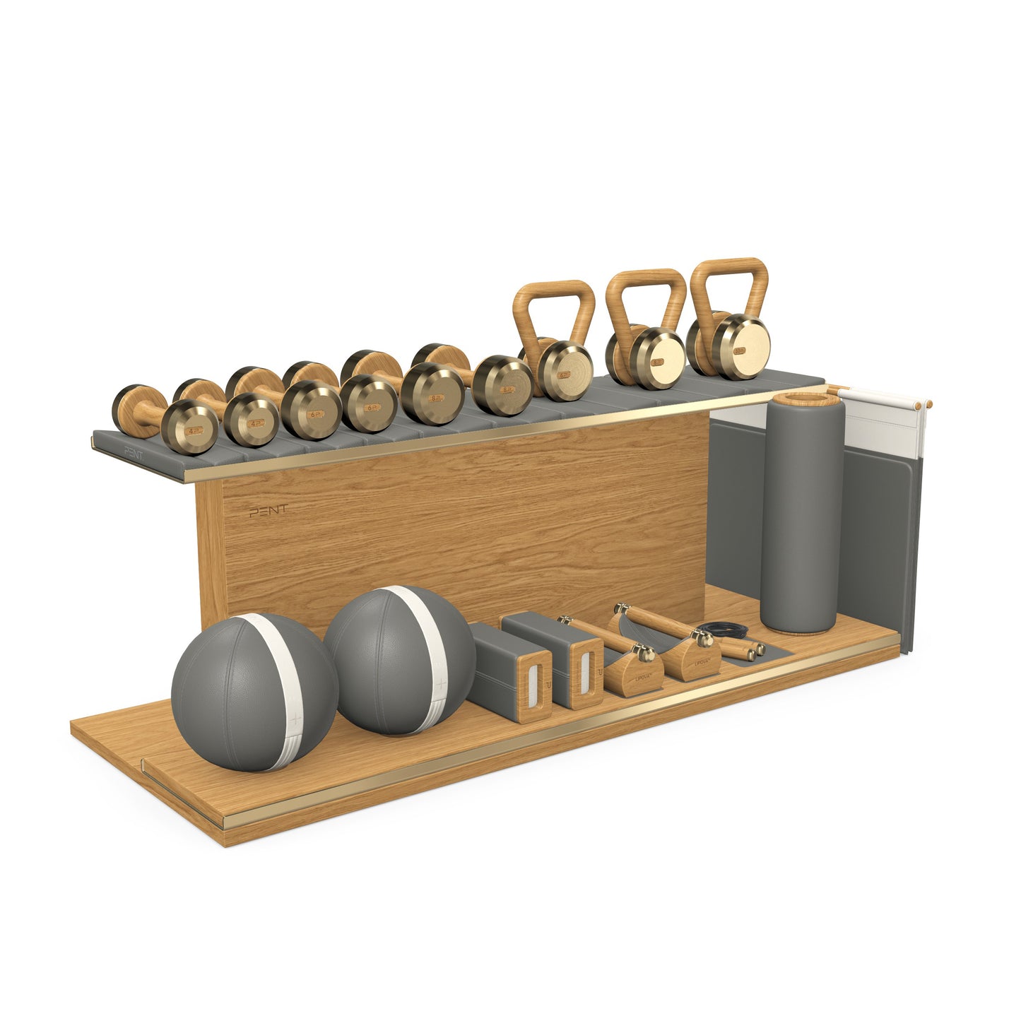 PENT. ANA - In Gold - Luxury Fitness Equipment on Wooden Stand