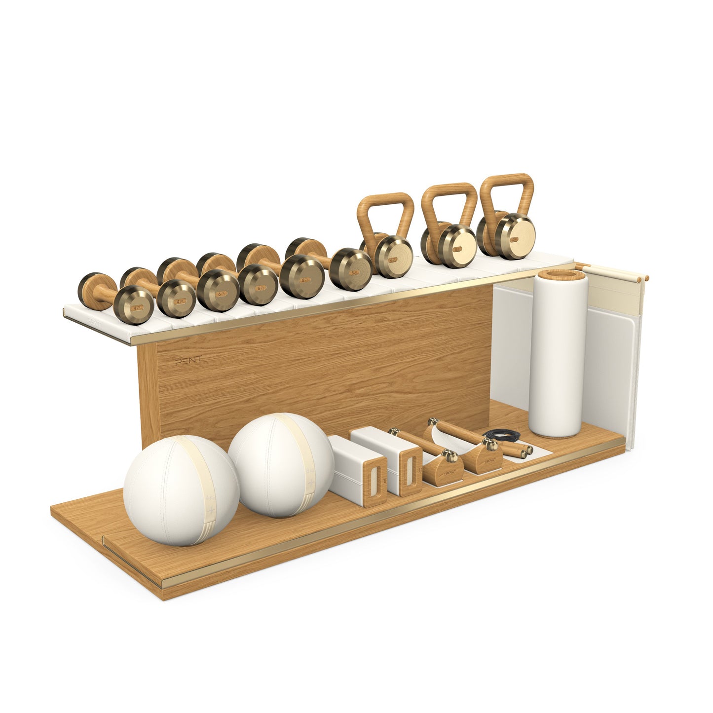 PENT. ANA - In Gold - Luxury Fitness Equipment on Wooden Stand