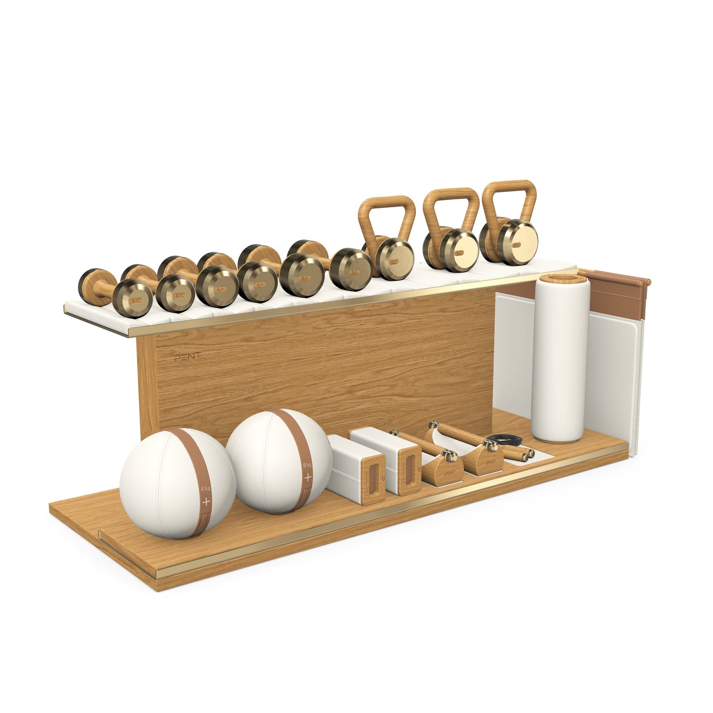 PENT. ANA - In Gold - Luxury Fitness Equipment on Wooden Stand