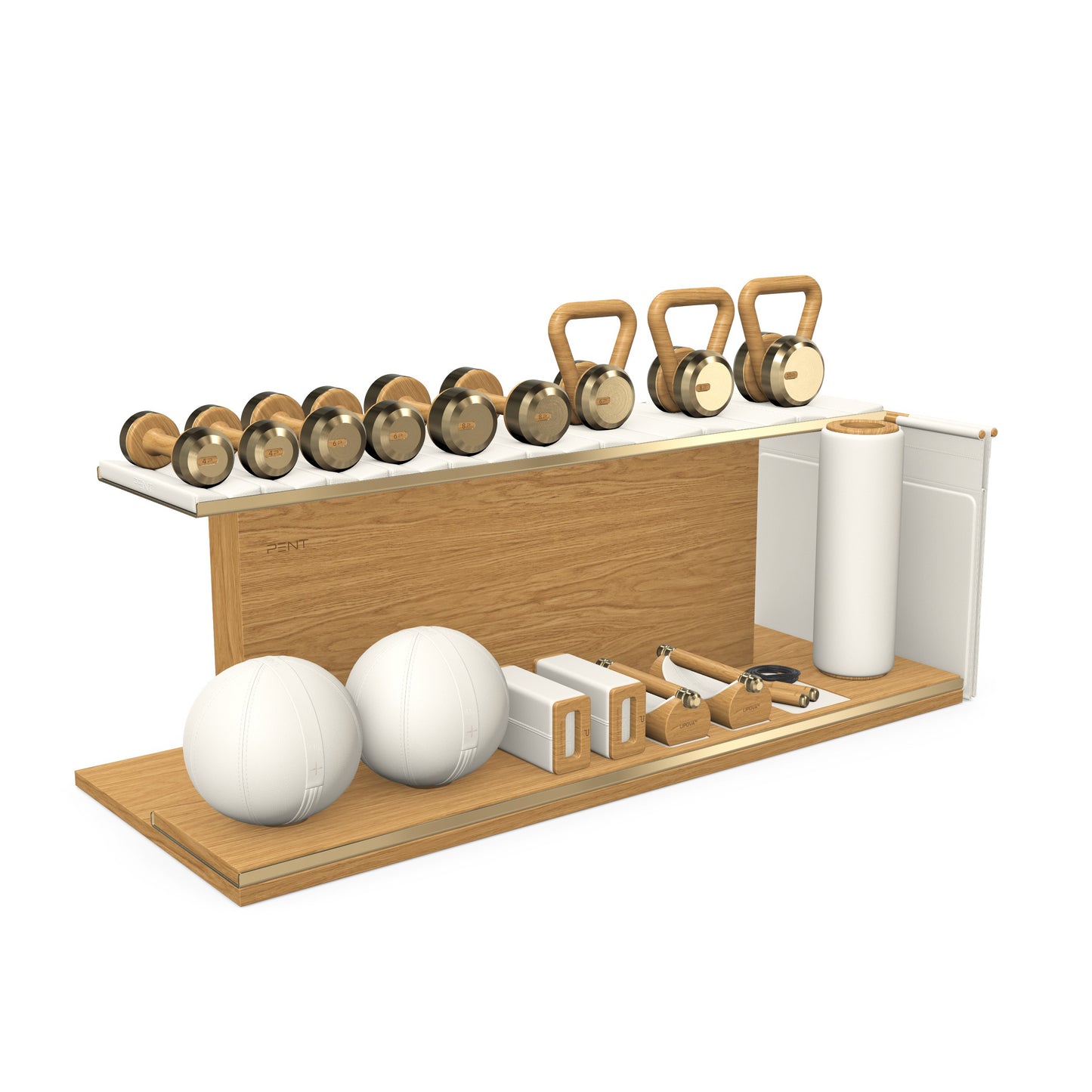 PENT. ANA - In Gold - Luxury Fitness Equipment on Wooden Stand