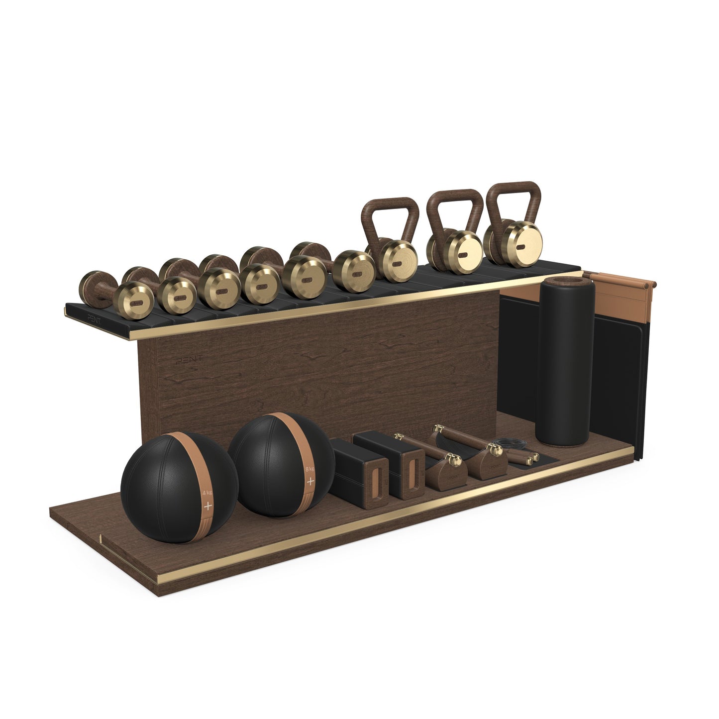 PENT. ANA - In Gold - Luxury Fitness Equipment on Wooden Stand
