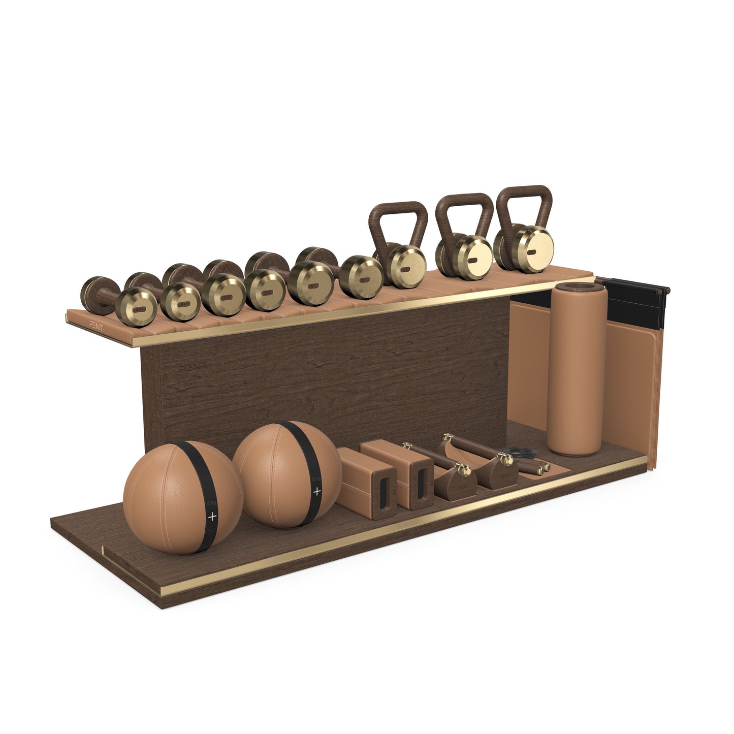PENT. ANA - In Gold - Luxury Fitness Equipment on Wooden Stand