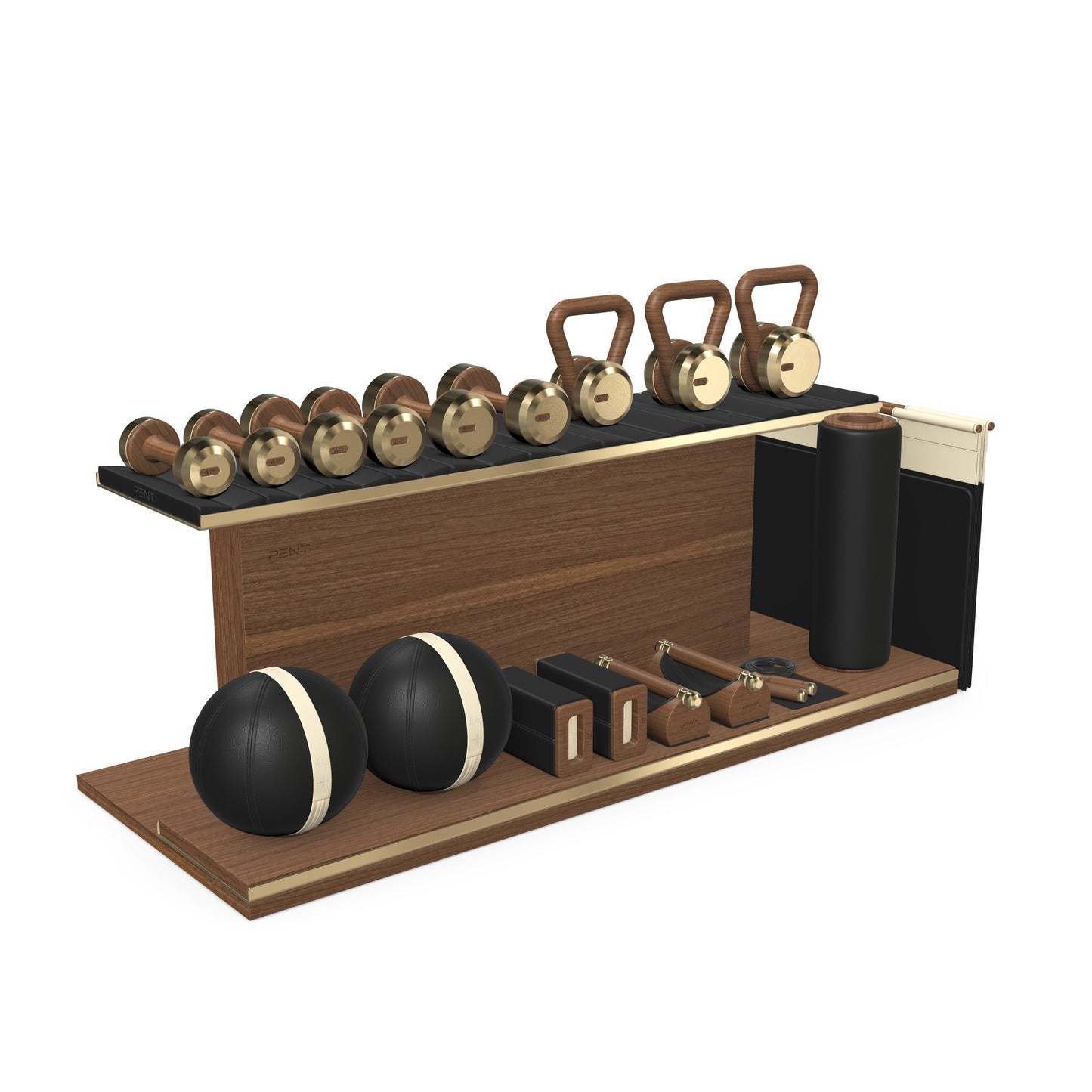 PENT. ANA - In Gold - Luxury Fitness Equipment on Wooden Stand
