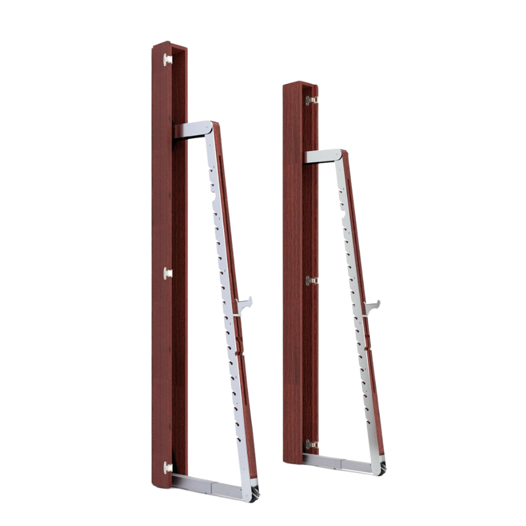 A luxurious squat rack made with solid club wood and stainless steel, perfect for a large range of activities. NOHRD Squat Rack