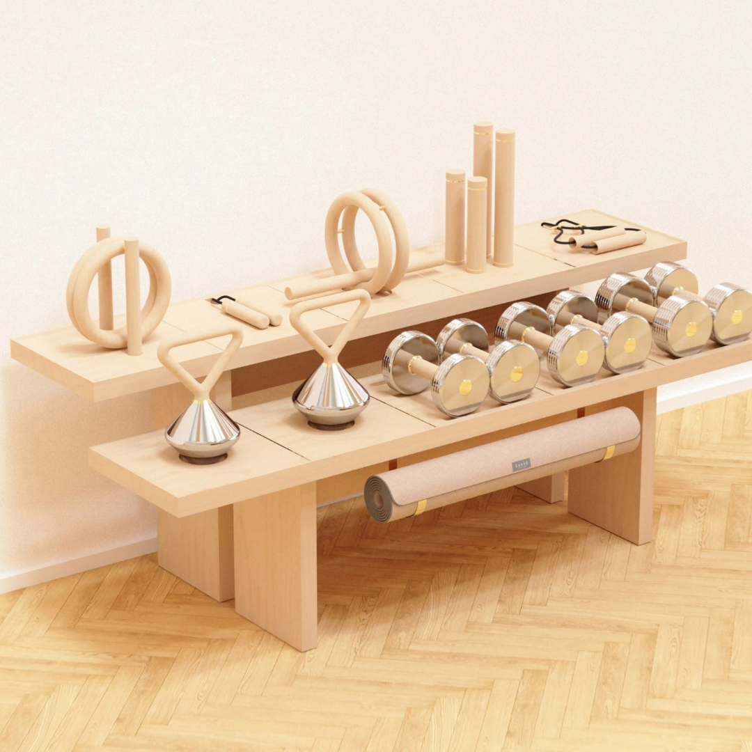 Kenko Fitness Set “Shinko” – sculptural, versatile, and refined equipment for everyday fitness.