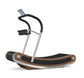 A luxurious curve manual treadmill made with natural walnut wood, stainless steel and premium Italian black leather. PENT. IRENA - Premium Curved Manual Treadmill