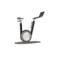 A modern stationary exercise bike with grey leather and black ash wood, sleek design, adjustable seat, and attached workout screen. PENT Hania Exercise Bike