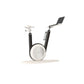 A modern stationary exercise bike with white leather and black ash wood, sleek design, adjustable seat, and attached workout screen. PENT Hania Exercise Bike