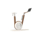 A modern stationary exercise bike with natural walnut wood, sleek design, adjustable seat, and attached workout screen. PENT Hania Exercise Bike