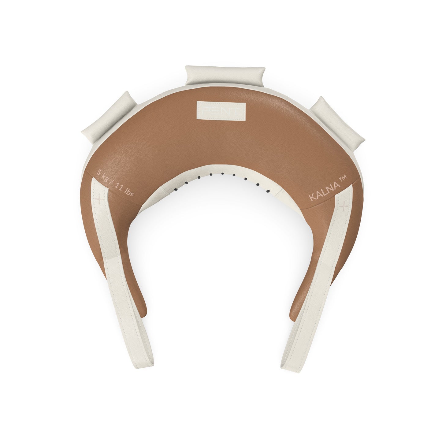 Luxury fitness equipment, handcrafted with luxurious Italian leather, filled with leather scraps and sand. Base leather in brown, accent leather in white color. PENT. KALNA - Luxury Bulgarian Bag