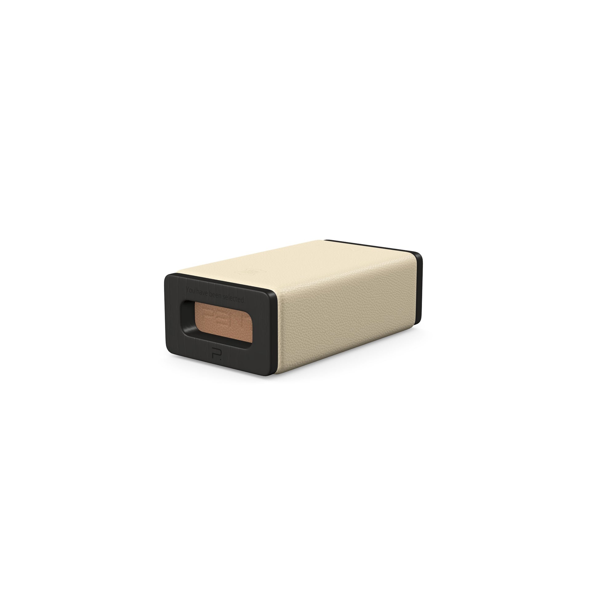 Luxury yoga equipment, handmade with natural wood and premium Italian leather, customize in beige base leather, brown accent leather color and black ash wood. PENT. KOHA - Luxury Yoga Block