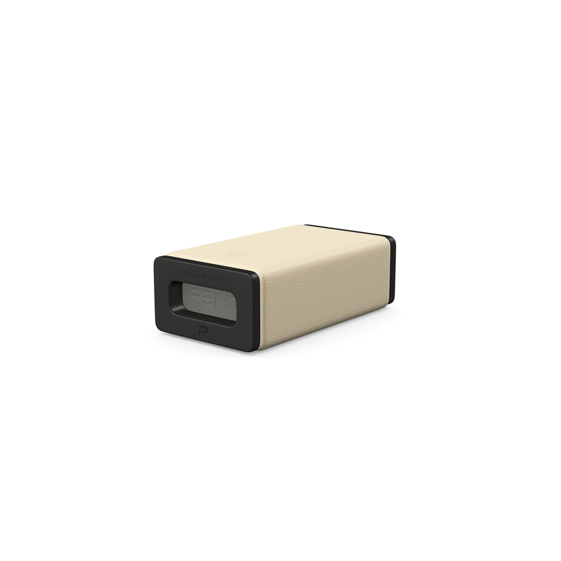 Luxury yoga equipment, handmade with natural wood and premium Italian leather, customize in beige base leather, grey accent leather color and black ash wood. PENT. KOHA - Luxury Yoga Block