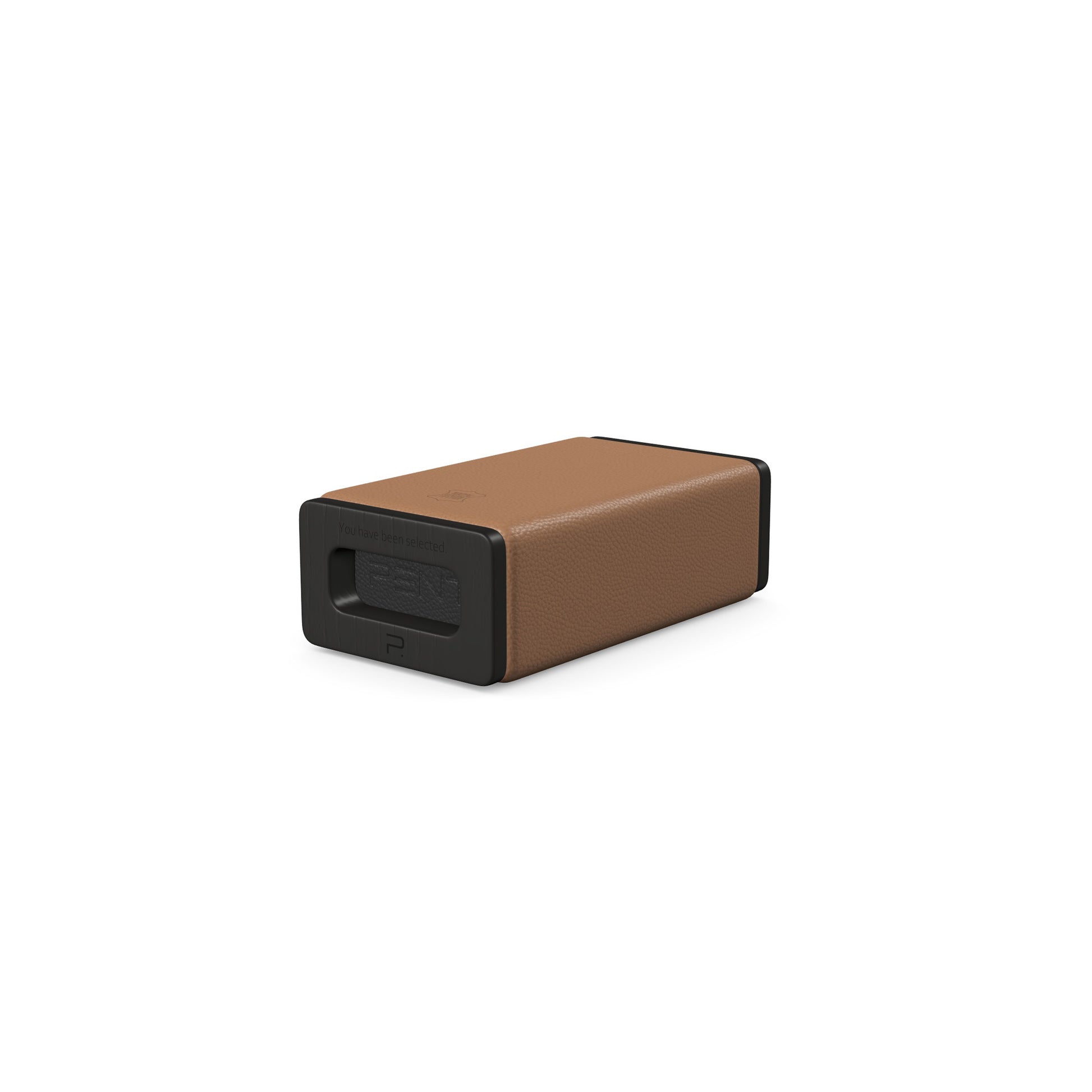 Luxury yoga equipment, handmade with natural wood and premium Italian leather, customize in brown base leather, black accent leather color and black ash wood. PENT. KOHA - Luxury Yoga Block