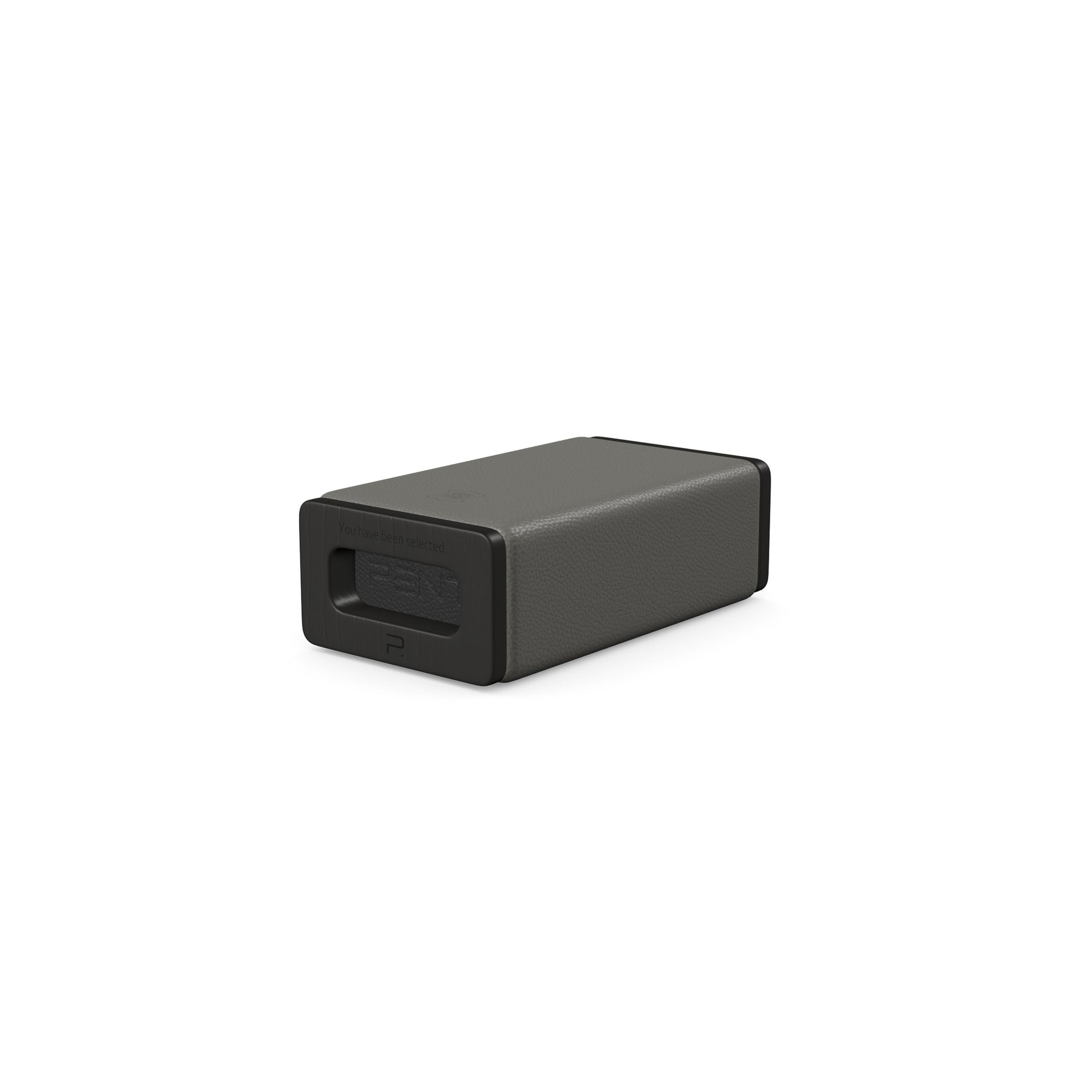 Luxury yoga equipment, handmade with natural wood and premium Italian leather, customize in grey base leather, black accent leather color and black ash wood. PENT. KOHA - Luxury Yoga Block
