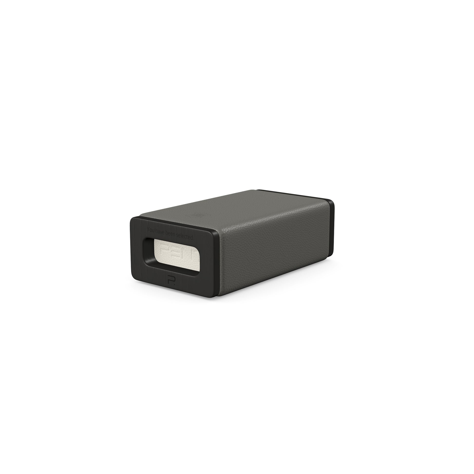 Luxury yoga equipment, handmade with natural wood and premium Italian leather, customize in grey base leather, white accent leather color and black ash wood. PENT. KOHA - Luxury Yoga Block