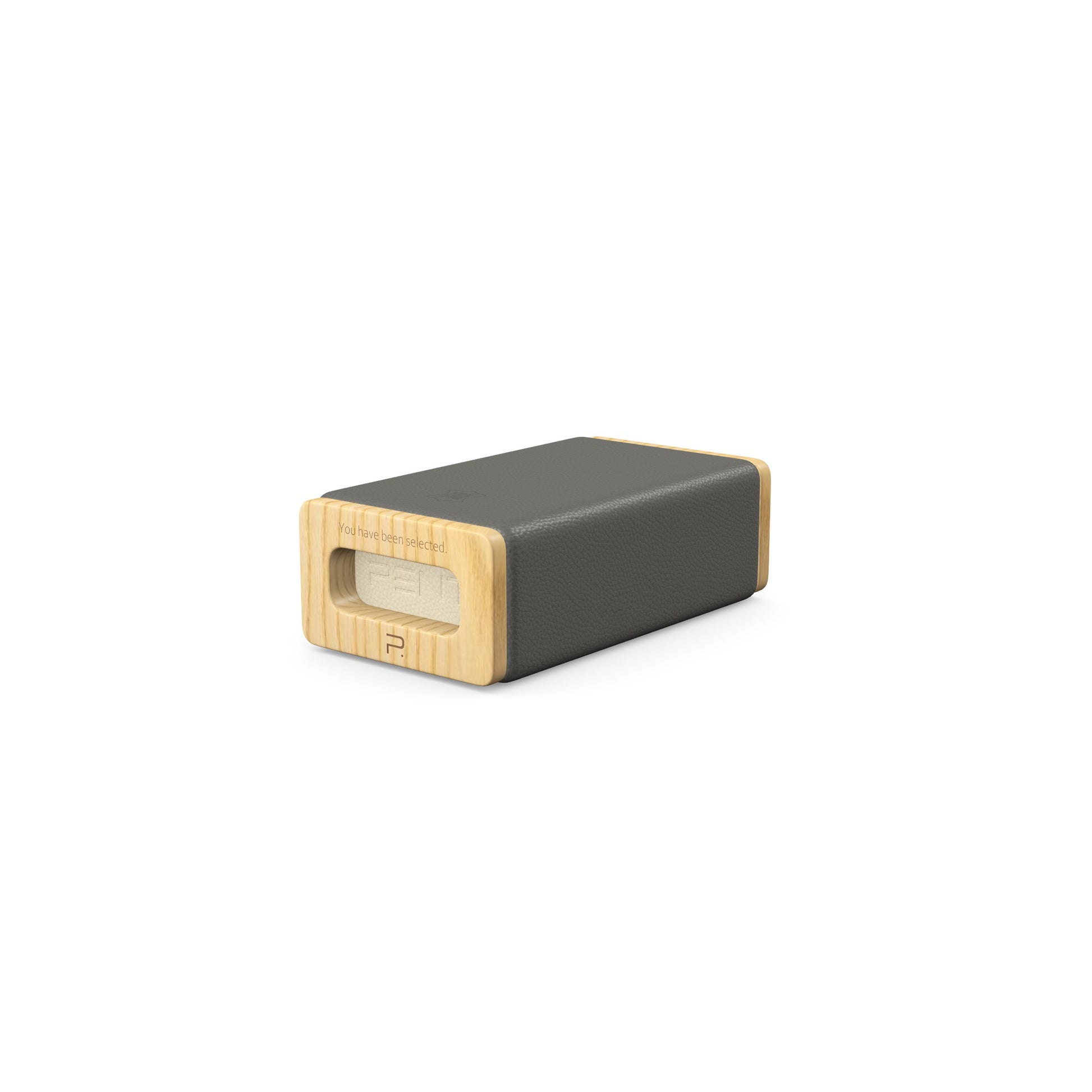 Luxury yoga equipment, handmade with natural wood and premium Italian leather, customize in grey base leather, brown accent leather color and natural ash wood. PENT. KOHA - Luxury Yoga Block