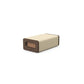 Luxury yoga equipment, handmade with natural wood and premium Italian leather, customize in beige base leather, brown accent leather color and dark walnut wood. PENT. KOHA - Luxury Yoga Block