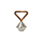 Kenko Kettlebell – minimalist stainless steel kettlebell with walnut wood handle and brass detailing.