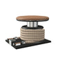 Premium gym battle rope in natural colour, made with with marine grade stainless steel and black ash wooden handles and stand, wrapped in luxurious Italian brown leather, packed neatly into its own handmade wooden stand. PENT. LINA Set - Battle Rope