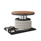 Premium gym battle rope in white colour, made with with marine grade stainless steel and black ash wooden handles and stand, wrapped in luxurious Italian brown leather, packed neatly into its own handmade wooden stand. PENT. LINA Set - Battle Rope