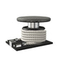 Premium gym battle rope in white colour, made with with marine grade stainless steel and black ash wooden handles and stand, wrapped in luxurious Italian grey leather, packed neatly into its own handmade wooden stand. PENT. LINA Set - Battle Rope