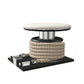 Premium gym battle rope in natural colour, made with with marine grade stainless steel and black ash wooden handles and stand, wrapped in luxurious Italian white leather, packed neatly into its own handmade wooden stand. PENT. LINA Set - Battle Rope