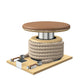 Premium gym battle rope in natural colour, made with with marine grade stainless steel and natural ash wooden handles and stand, wrapped in luxurious Italian brown leather, packed neatly into its own handmade wooden stand. PENT. LINA Set - Battle Rope