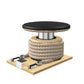Premium gym battle rope in natural colour, made with with marine grade stainless steel and natural ash wooden handles and stand, wrapped in luxurious Italian black leather, packed neatly into its own handmade wooden stand. PENT. LINA Set - Battle Rope