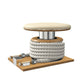 Premium gym battle rope in white colour, made with with marine grade stainless steel and solid oak wooden handles and stand, wrapped in luxurious Italian beige leather, packed neatly into its own handmade wooden stand. PENT. LINA Set - Battle Rope
