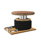 Premium gym battle rope in black colour, made with with marine grade stainless steel and solid oak wooden handles and stand, wrapped in luxurious Italian brown leather, packed neatly into its own handmade wooden stand. PENT. LINA Set - Battle Rope